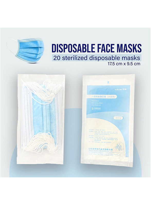 

Bellara 3 Ply Disposable Face Mask, Factory Sealed Bag, with Earloops, 20-Pieces