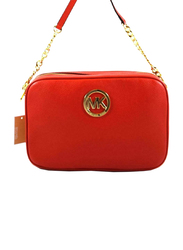 Michael Kors Leather Fulton Crossbody Bag for Women, Red