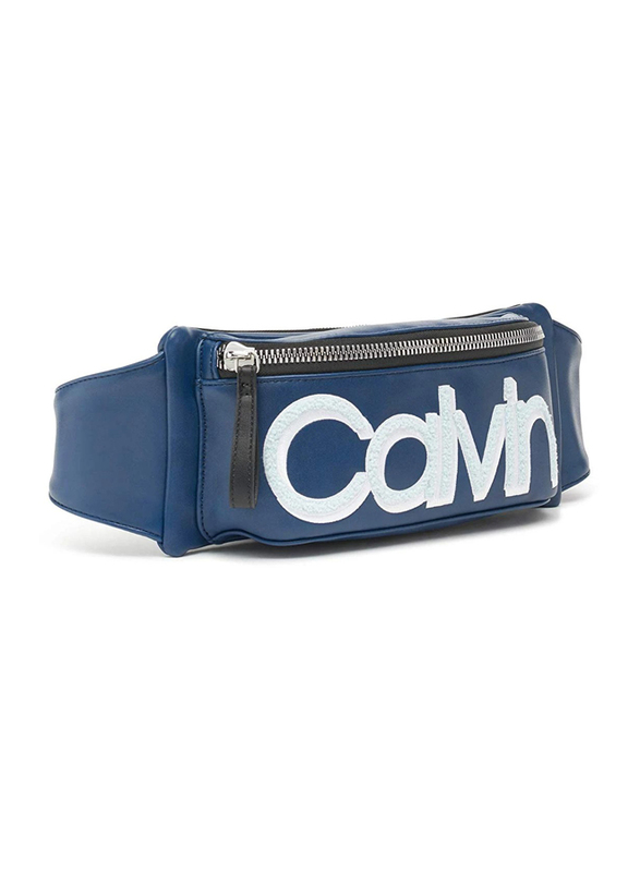 Calvin Klein Celia Vegan Synthetic Leather Water Resistant Fanny Pack Belt Bag for Women, Blue