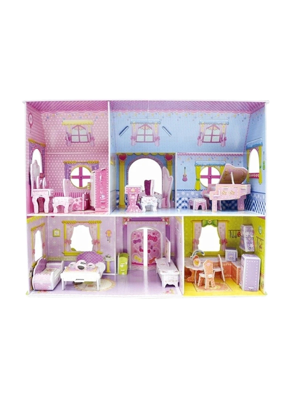

Magic Puzzle 3D Paper Cardboard Jigsaw Princess Castle Double Deck Toys for Girls, Pink