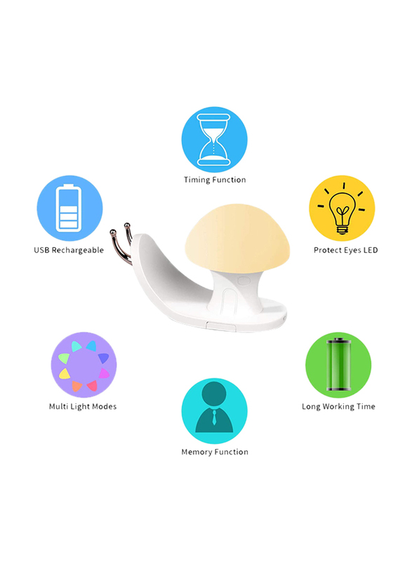 UK Plus USB Rechargeable Color Changing Night Light, White