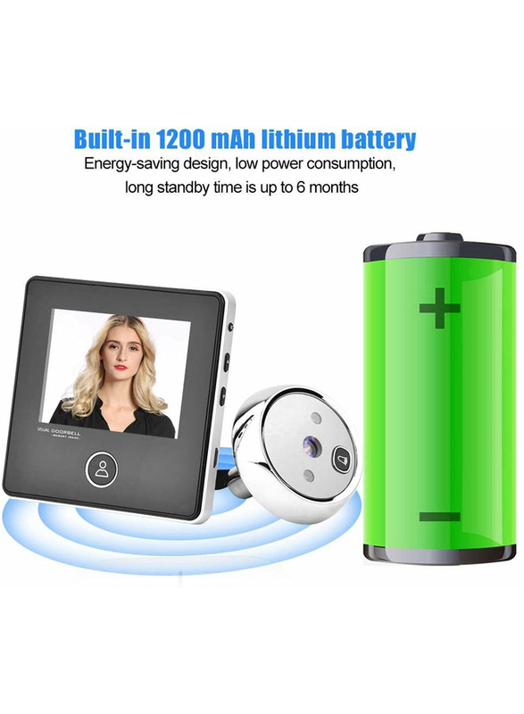 UK Plus DIY Home & Office Security Camera Doorbell, With 3 inches TFT LCD Screen, White