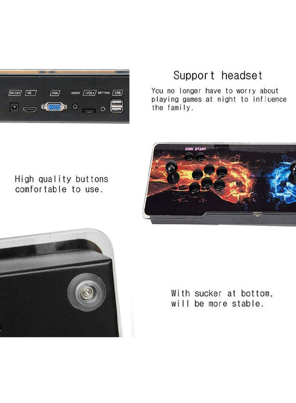 UK Plus KidKit Box 9 Multiplayer Joystick and Buttons Arcade Console, With 1502 Retro Classic Video Games Advanced CPU, Compatible with HDMI, Black