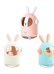 UK Plus Mini Bunny Shape Humidifier, 350ml, with USB Charge and Eye Friendly Multi-Light Night, Blue