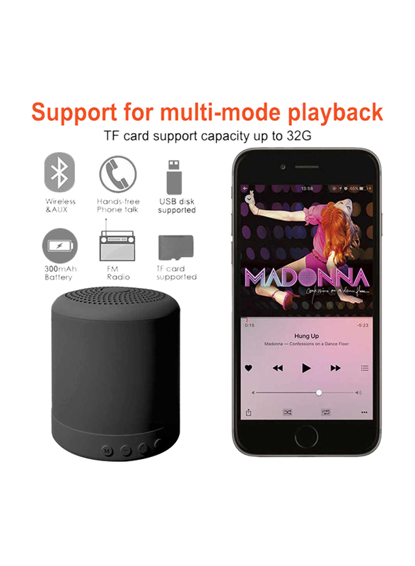 UK Plus Portable Wireless Bluetooth Mini Speaker, Black