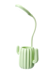 UK Plus Cactus USB Rechargeable LED Reading Light with Stationery Holder, Green