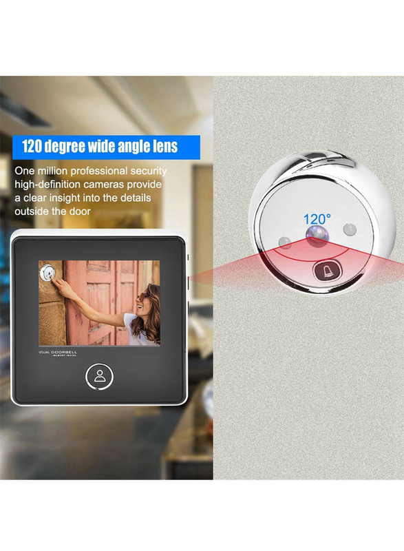 UK Plus DIY Home & Office Security Camera Doorbell, With 3 inches TFT LCD Screen, White