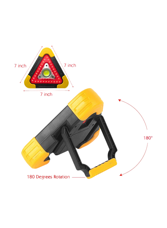 UK Plus Portable Multifunction Triangle Flood LED Emergency Light, Black/Yellow