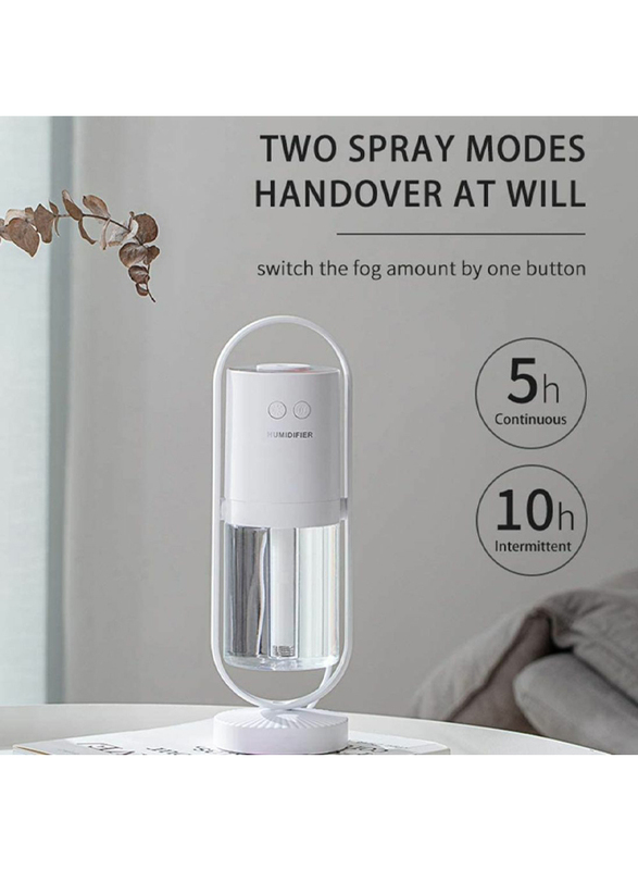 UK Plus Mini Portable Humidifier, Aroma Diffuser, with USB Charge and Eye Friendly Multi-Light Night, White