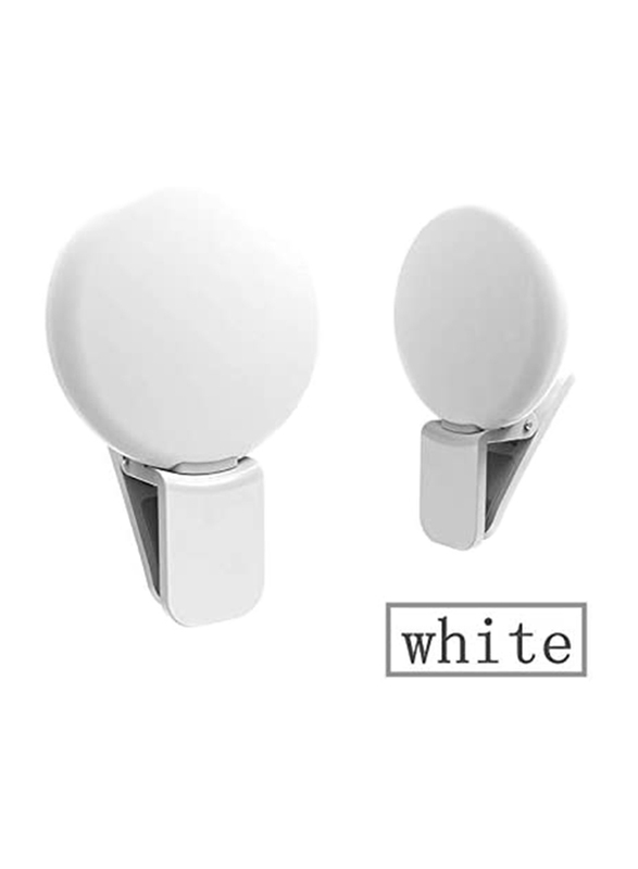 UK Plus Portable Mini Rechargeable Selfie Ring Light for Smartphones, White