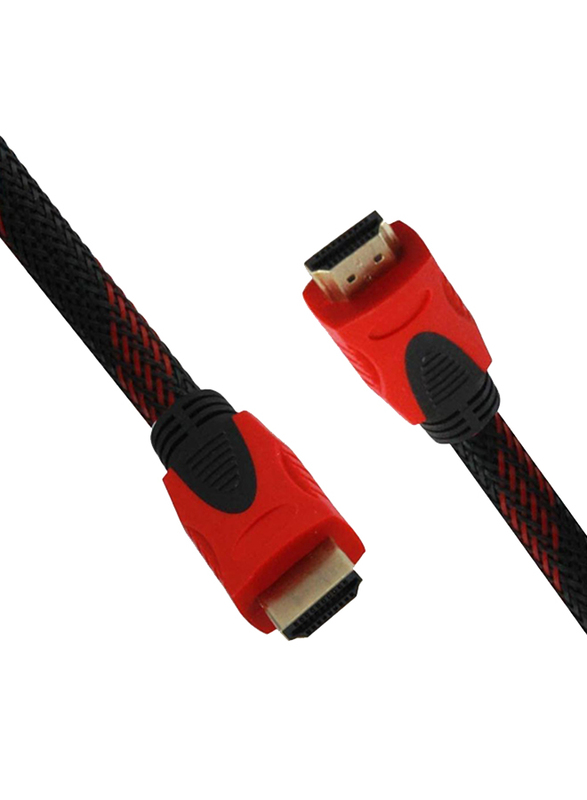 UK Plus 3-Meter 2.0 HDMI Nylon Braided Cable, High-Speed HDMI Male to HDMI, with Ethernet Support, Black/Red