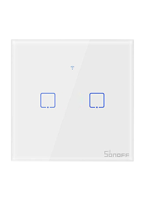 Sonoff Wi-Fi Home Automation Wireless Smart Wall Light with Standard 2 Gang Switch, White