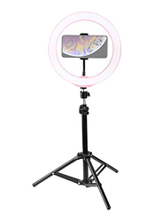 UK Plus Selfie Ring Light and Flexible Phone Holder for Smartphones, Black