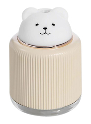 UK Plus Aroma Humidifier, 300ml, with USB Charge Eye Friendly Night Light, Bear, Beige/White
