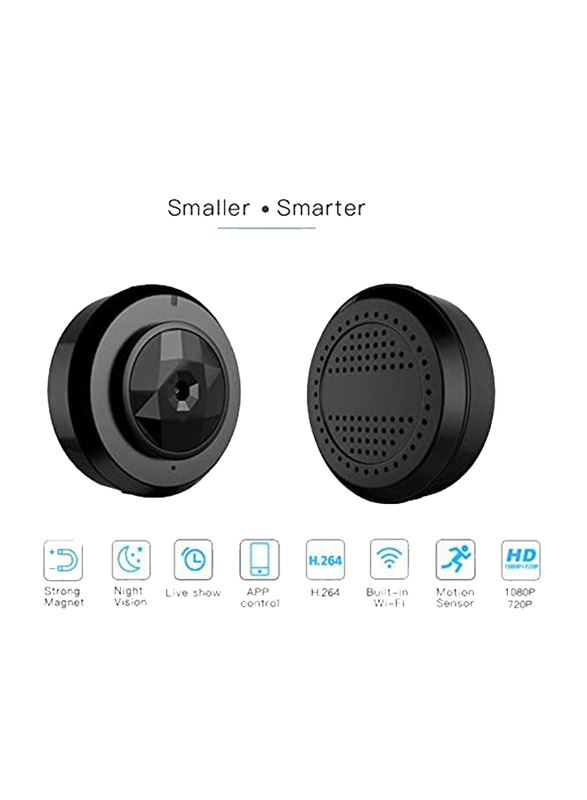 UK Plus C6 720p HD Mini Portable Wireless Nanny Camera, Black