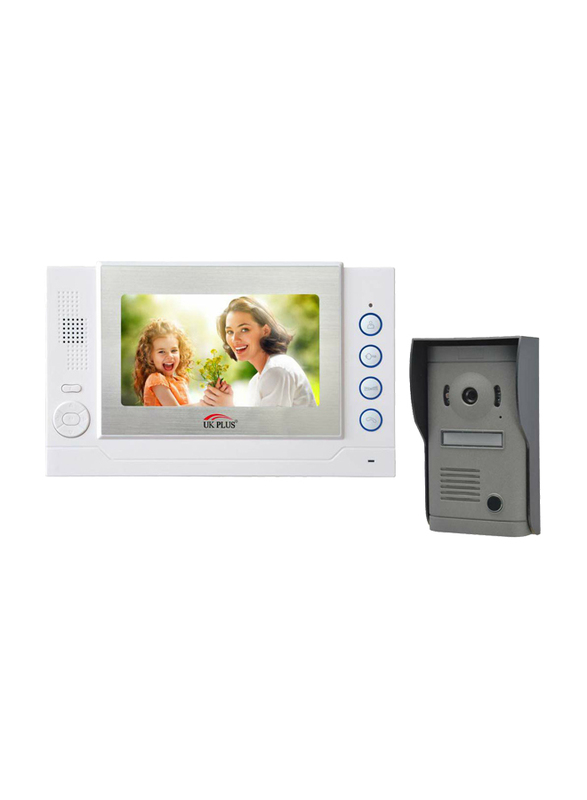 UK Plus Access Smart Video Doorbell, Home & Office Smart Intercom HD Camera with HD 8 inch Screen with Two-Way Talk & Video, White/Grey
