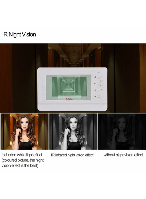 UK Plus Access Smart Video Doorbell, Home & Office Smart Intercom HD Camera with HD 4.3 inch Screen with Two-Way Talk & Video, Black/White
