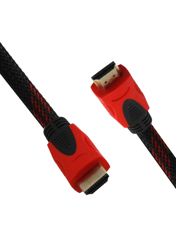 UK Plus 5-Meter 2.0 HDMI Nylon Braided Cable, High-Speed HDMI Male to HDMI, with Ethernet Support, Black/Red