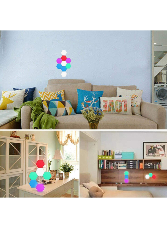 UK Plus Hexagon Splicing RGB Hexagonal Touch Sensitive Wall Lights, Multicolor