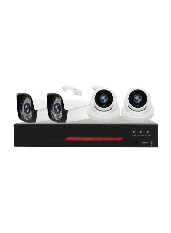 UK Plus 5MP 2056P DIY 4CH Home & Office Security Surveillance Camera, with 2TB Hard Drive DVR Full HD 2 Dome Camera Kit, Black