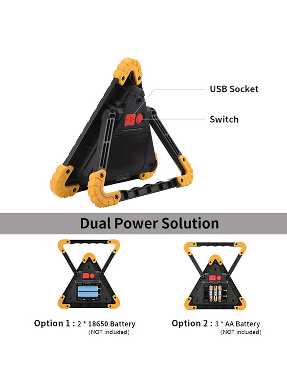UK Plus Portable Multifunctional 30W LED Emergency Lamp, Black/Yellow