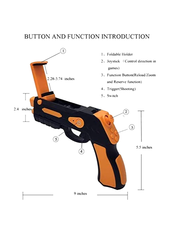 Kidkit AR FunGun Endless Shooting Games with Mobile App and Gun Toy, Black/Orange