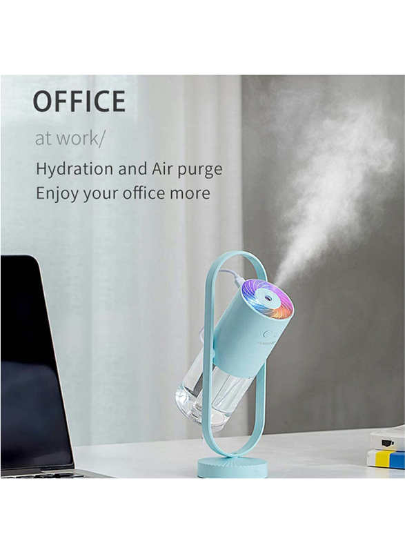 UK Plus Mini Portable Humidifier, Aroma Diffuser, with USB Charge and Eye Friendly Multi-Light Night, Light Blue
