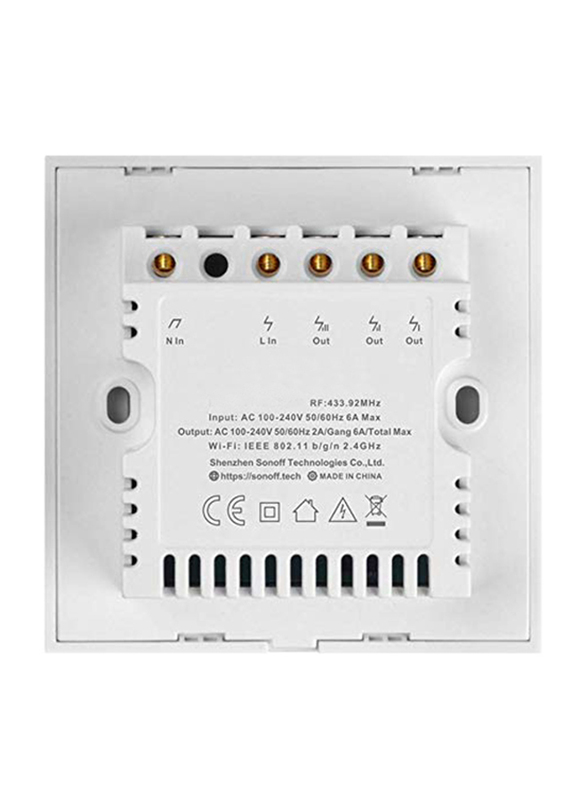 Sonoff Wi-Fi Home Automation Wireless Smart Wall Light with Standard 2 Gang Switch, White