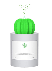 UK Plus USB Aroma Mini Size Cactus Humidifier, 280ml, with Night Light, Grey/Green