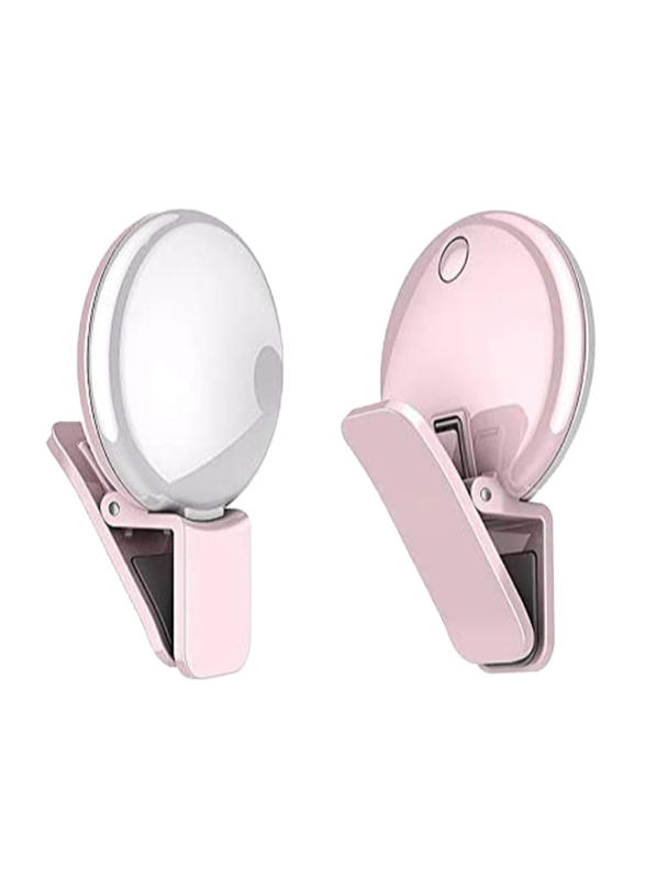 UK Plus Portable Mini Rechargeable Selfie Ring Light for Smartphones, Pink