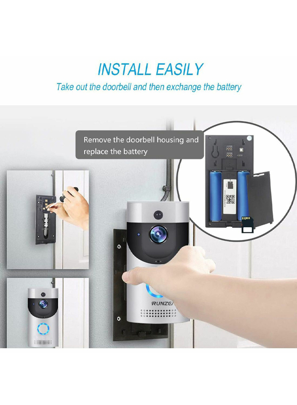 UK Plus Access Wireless Smart Video Doorbell Home & Office Smart Intercom HD WiFi Camera with Two-Way Talk & Video, Grey