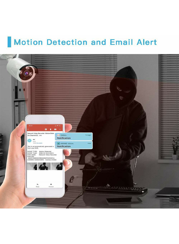 UK Plus DIY 1080P 8CH Wireless Home & Office Security Surveillance Camera Set, with NVR Full HD 8 Bullet Camera, White
