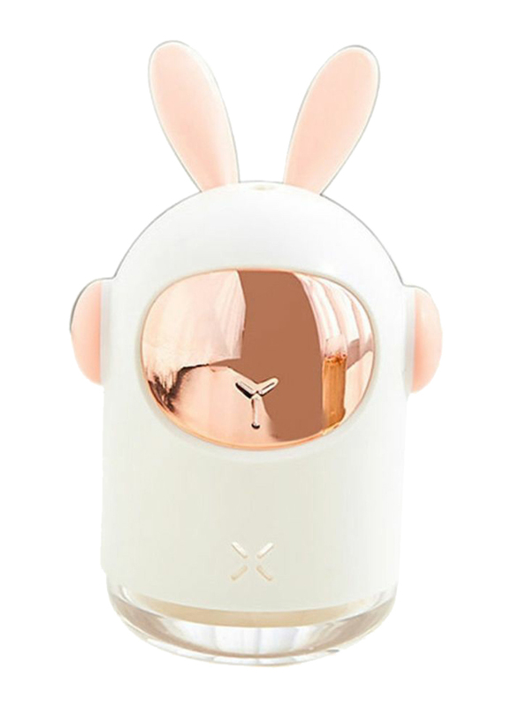 UK Plus Mini Bunny Shape Humidifier, 350ml, with USB Charge and Eye Friendly Multi-Light Night, White