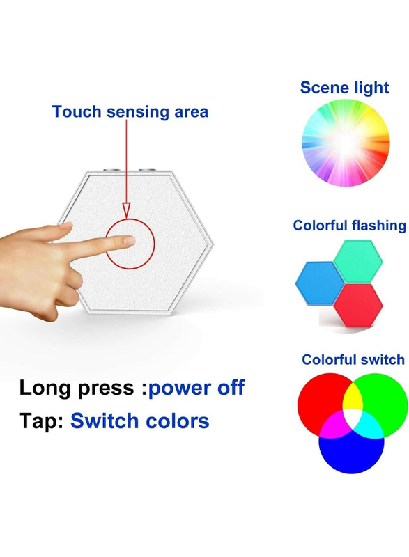 UK Plus Hexagon Splicing RGB Hexagonal Touch Sensitive Wall Lights, Multicolor