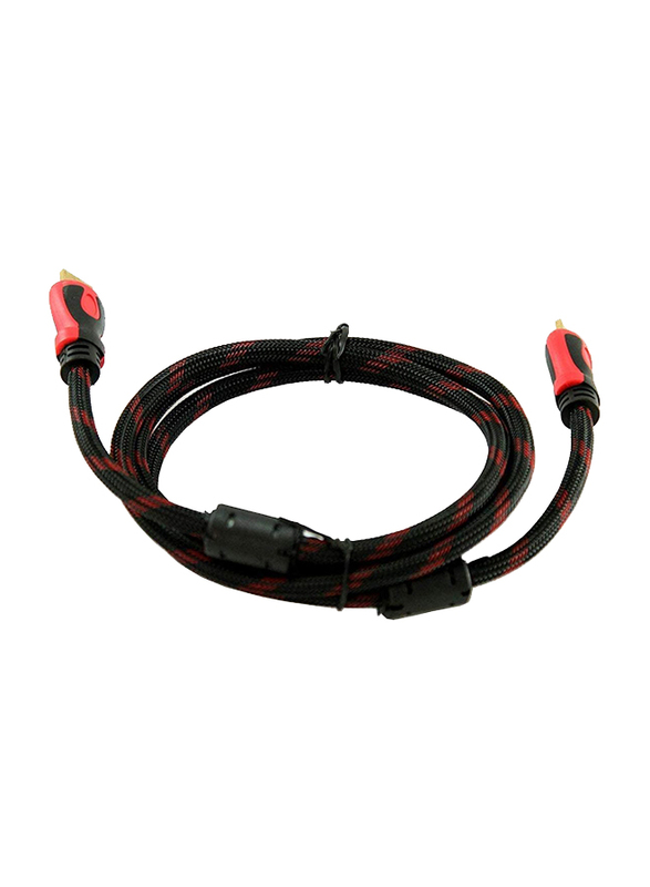 UK Plus 10-Meter 2.0 HDMI Nylon Braided Cable, High-Speed HDMI Male to HDMI, with Ethernet Support, Black/Red
