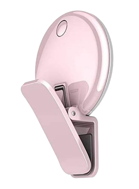 UK Plus Portable Mini Rechargeable Selfie Ring Light for Smartphones, Pink