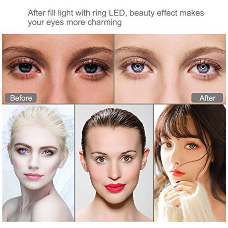 UK Plus Selfie Ring Light and Flexible Phone Holder for Smartphones, Black
