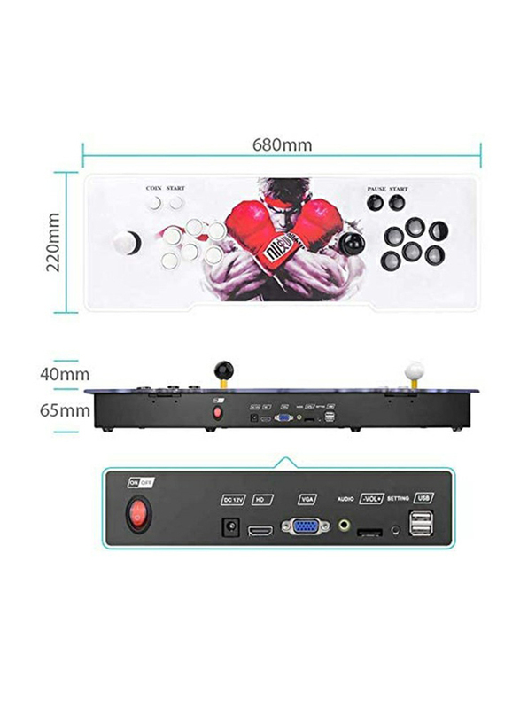 UK Plus KidKit Box 9 Multiplayer Joystick and Buttons Arcade Console, With 1500 Retro Classic Video Games Advanced CPU, Compatible with HDMI, White