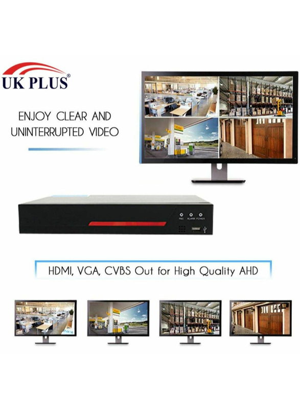 UK Plus DIY 1080P 8CH Home & Office Surveillance Security CCTV AHD Camera Kit, with 4 Bullet for Outdoor and 4 Dome for Indoor, 2MP, White