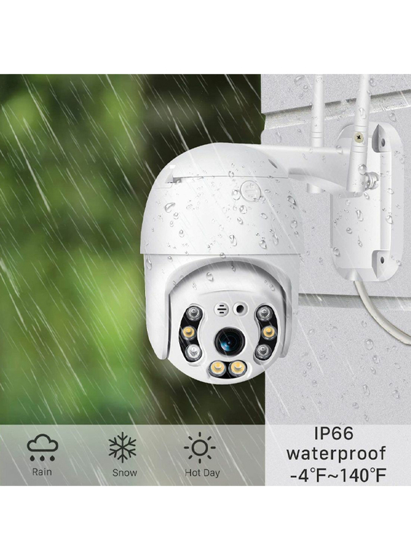 UK Plus Outdoor Full HD 1080P CCTV PTZ 2.4G WiFi/Wireless Home & Office Security Camera Surveillance, White