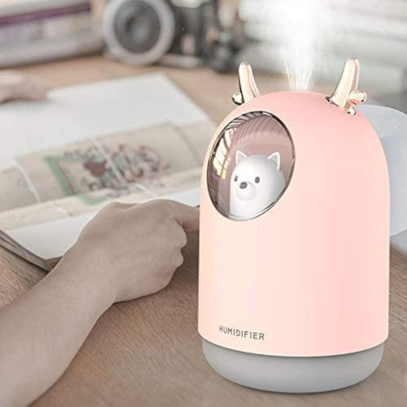 UK Plus USB Aroma Mini Portable Humidifier, 300ml, with 7 Color LED Night Light, Pink