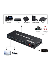 UK Plus 4x2 HDMI Matrix Switch, 4-in-2 Out Matrix HDMI Video Switcher Splitter with Optical and L/R Audio Output Support, Black
