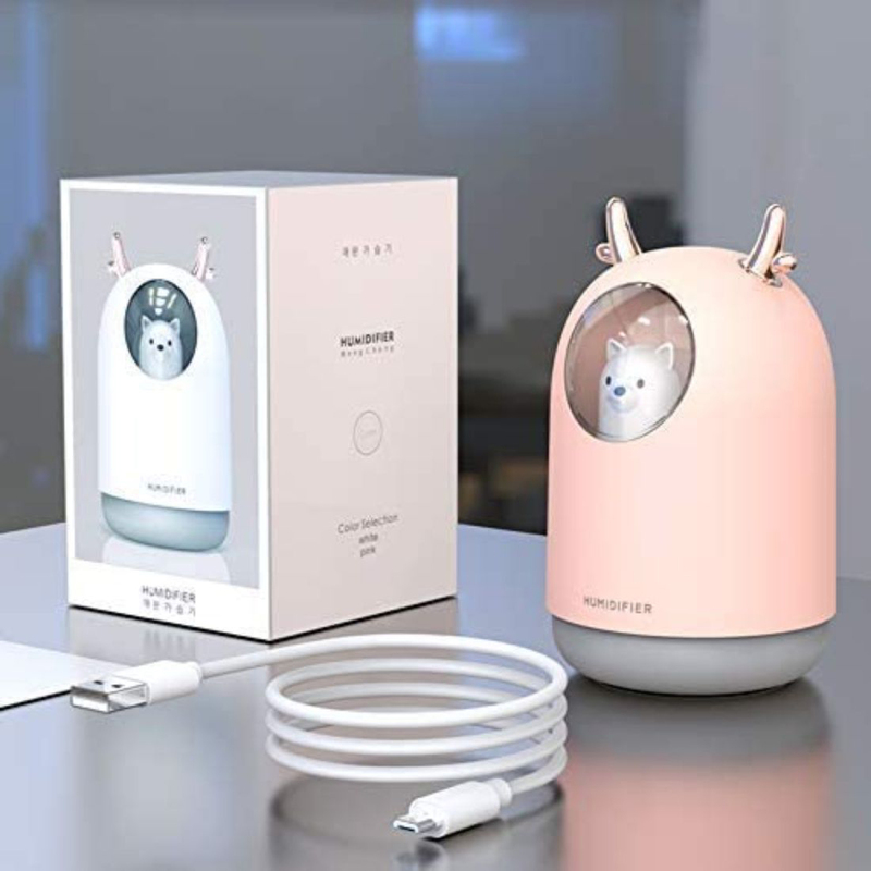 UK Plus USB Aroma Mini Portable Humidifier, 300ml, with 7 Color LED Night Light, Pink