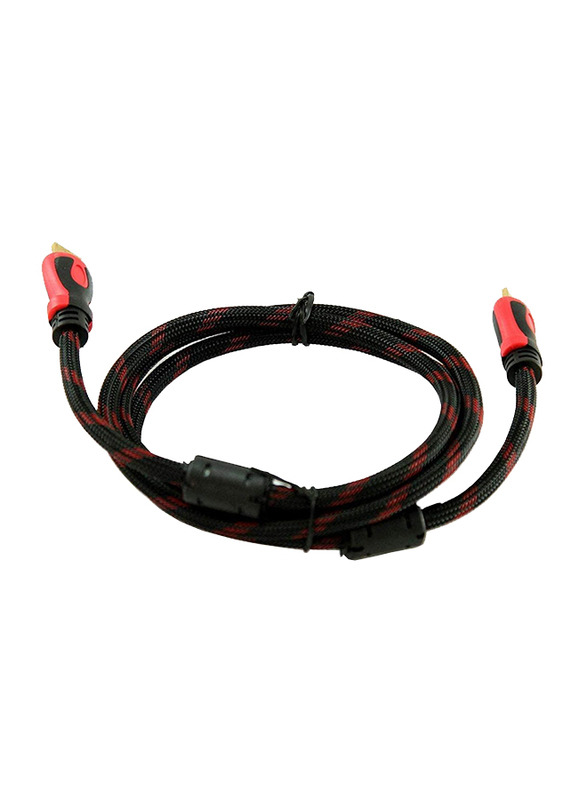 UK Plus 5-Meter 2.0 HDMI Nylon Braided Cable, High-Speed HDMI Male to HDMI, with Ethernet Support, Black/Red