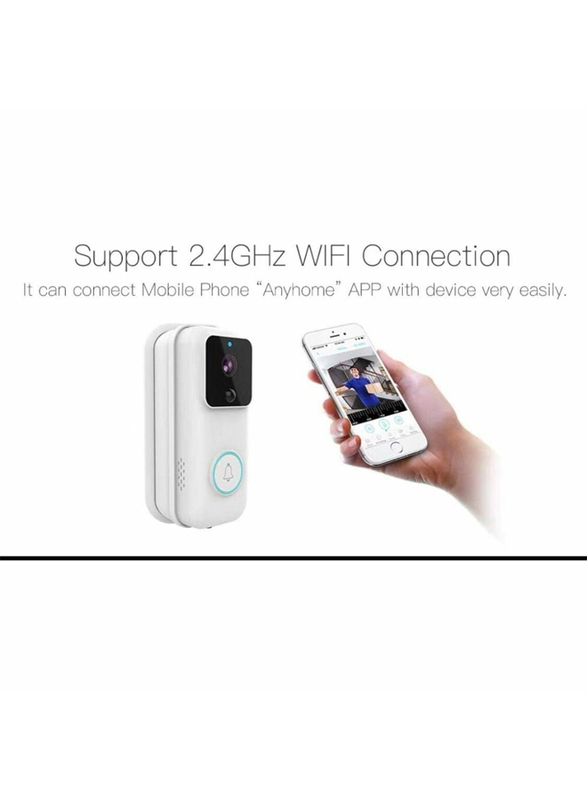 UK Plus Access 1080P Wireless Smart Video Doorbell Home & Office Smart Intercom Full HD WiFi Camera Security with Two-Way Talk & Video, White