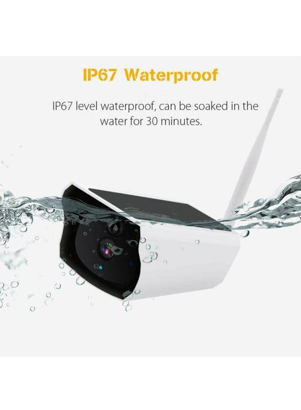 UK Plus Outdoor Full HD 1080P Wireless WiFi IP Home & Office Solar Security Surveillance Camera, White/Beige