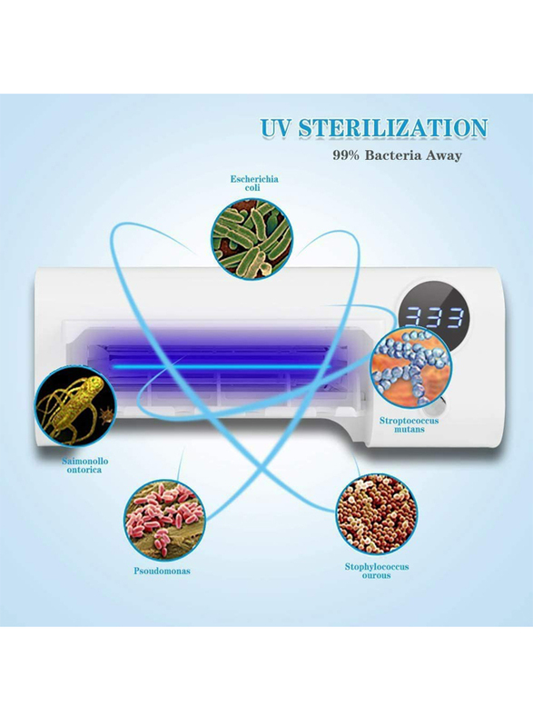 UK Plus UV Toothbrush, Sanitizer Wall Mounted Holder with Sterilizer & Disinfection Function, One Size