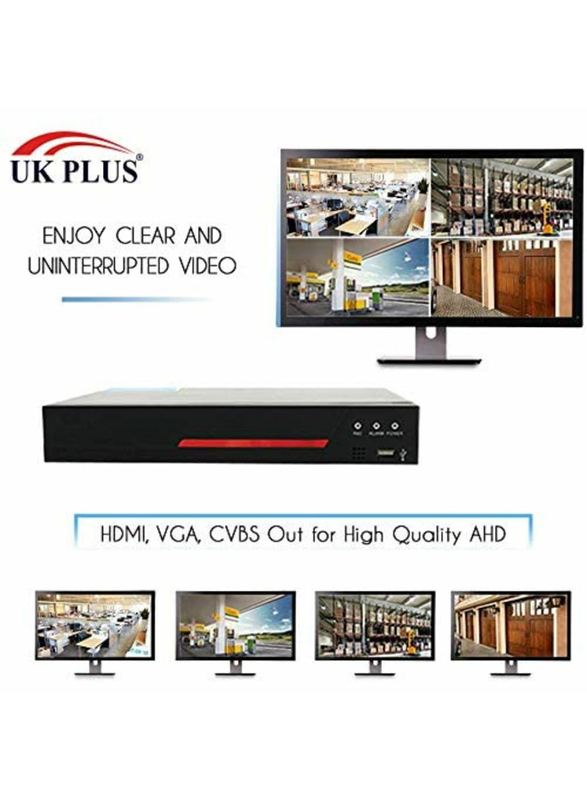 UK Plus DIY 1080P 8CH Home & Office Surveillance Security CCTV AHD Camera Kit, with 8 Bullet for Outdoor, 2MP, White