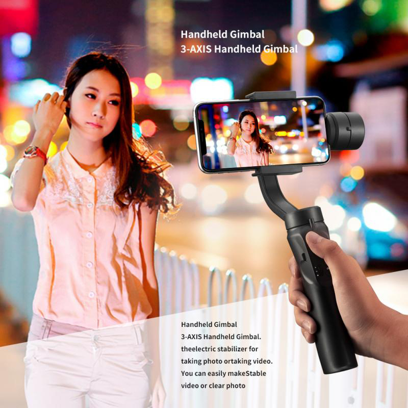 UK Plus 3-Axis Handheld Gimbal Stabilizer for Smartphones, Black