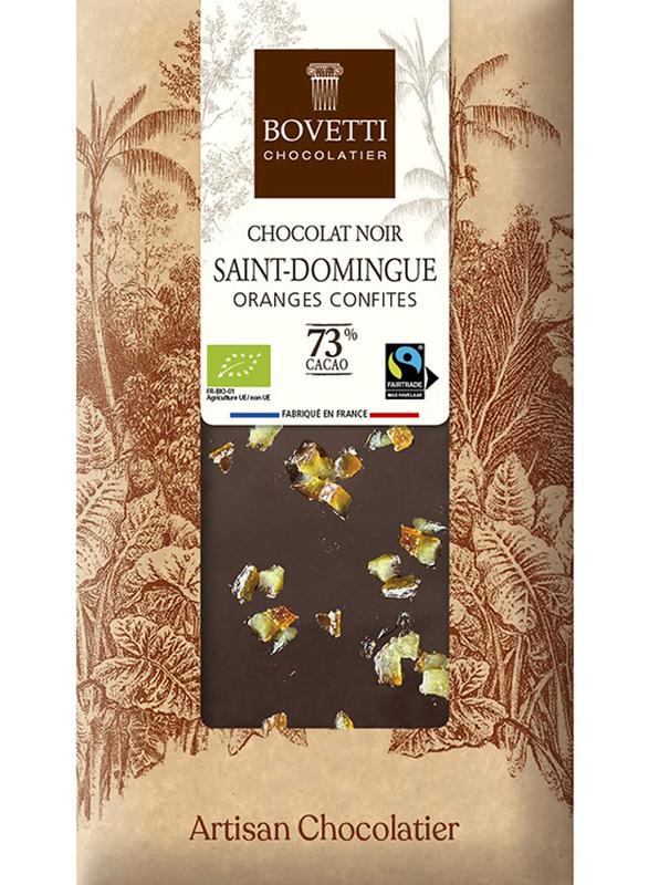 

Bovetti Organic Dark Chocolate With Candied Oranges, 100g